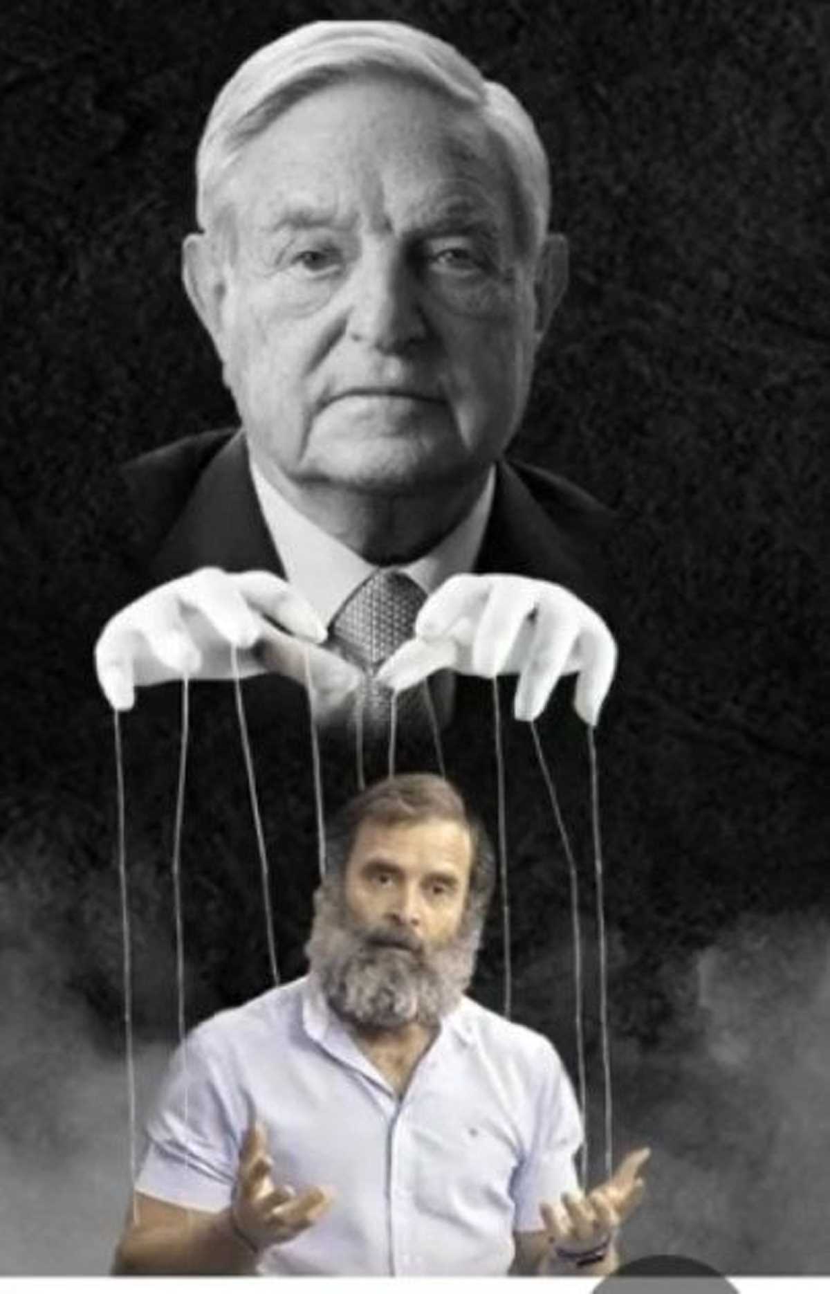 राहुल गांधी पर भाजपा का पोस्टर हमला जारी, बताया : जॉर्ज सोरोस और विदेशी ताकतों के हाथ की कठपुतली